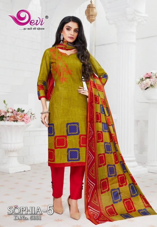 Devi Sophia 5 Cotton Printed Designer Casual Daily Wear Printed Cotton Dress Material Collection